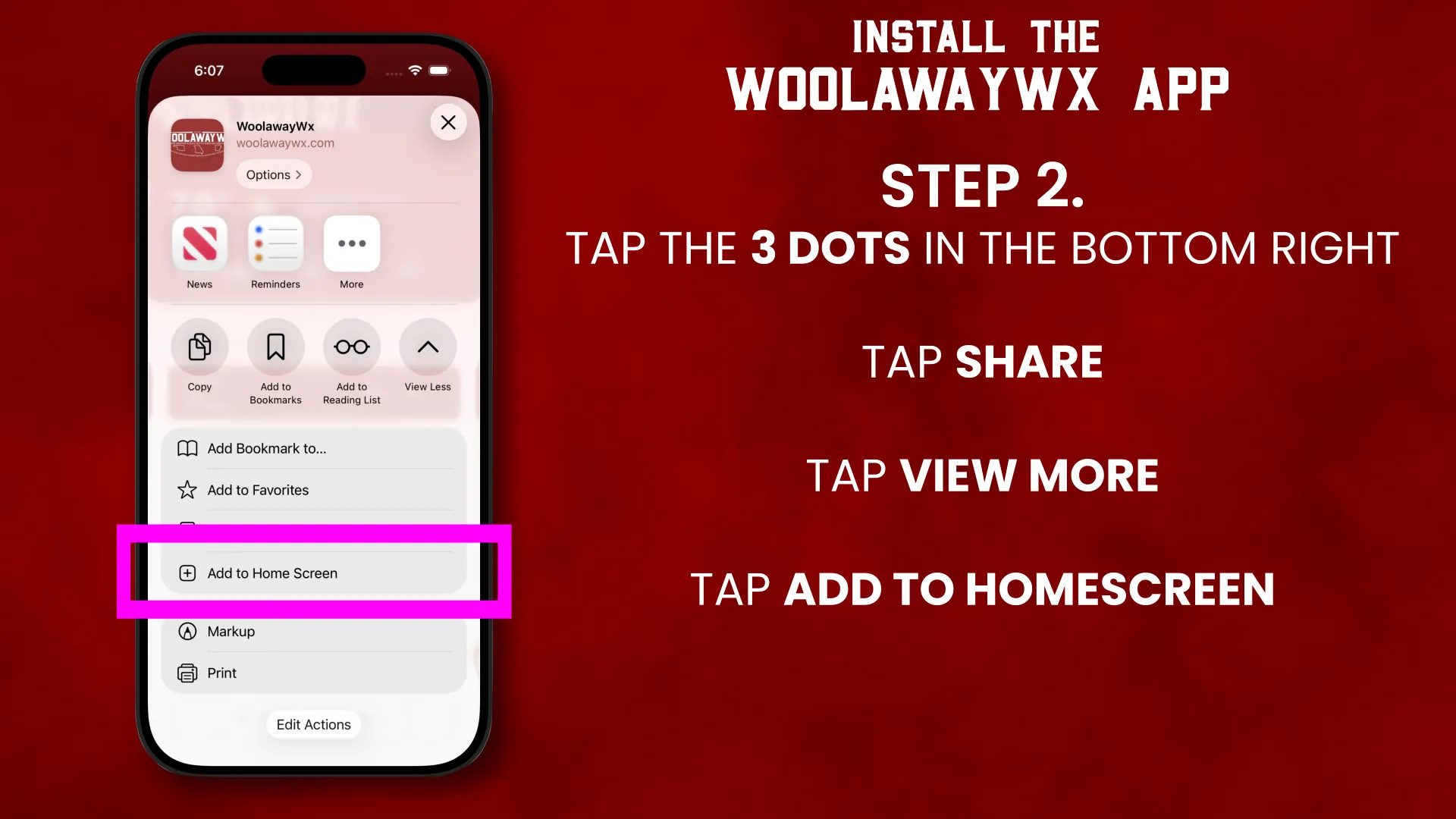 Add WoolawayWx to Home Screen — screenshot 2