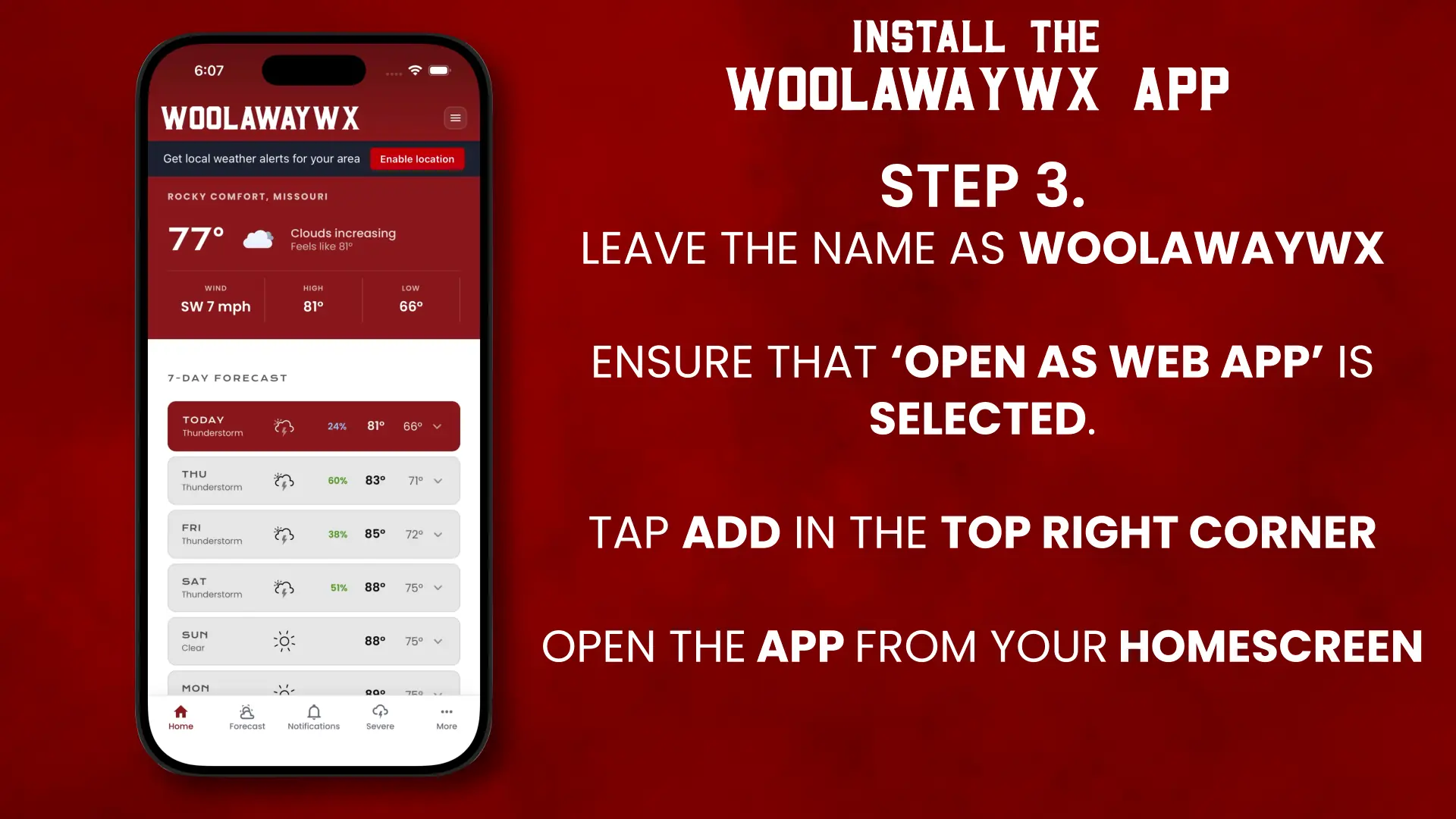 Add WoolawayWx to Home Screen — screenshot 3